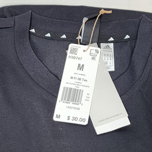 Men's Adidas M FI 3B Tee in Black Size M - Picture 3 of 3